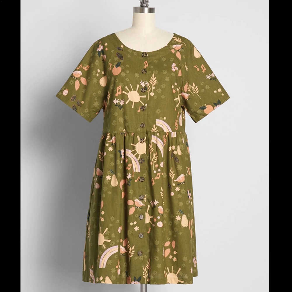 Green floral babydoll dress oversized Sunshine is a Song Babydoll Dress